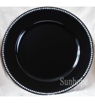Black Rhinestone Charger Plate (24-PK)